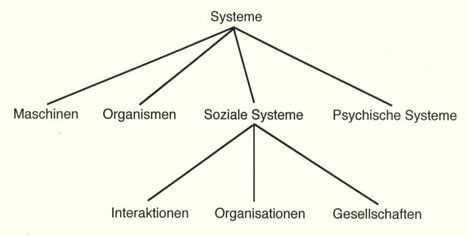 Figur 1: Luhmanns Klassifikation von Systemen (nach Luhmann 1985: 16)